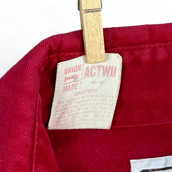 Vintage Five Brother Shirt Adult LARGE Red Flannel USA Union Made Barn Chore 80s - Picture 7 of 12